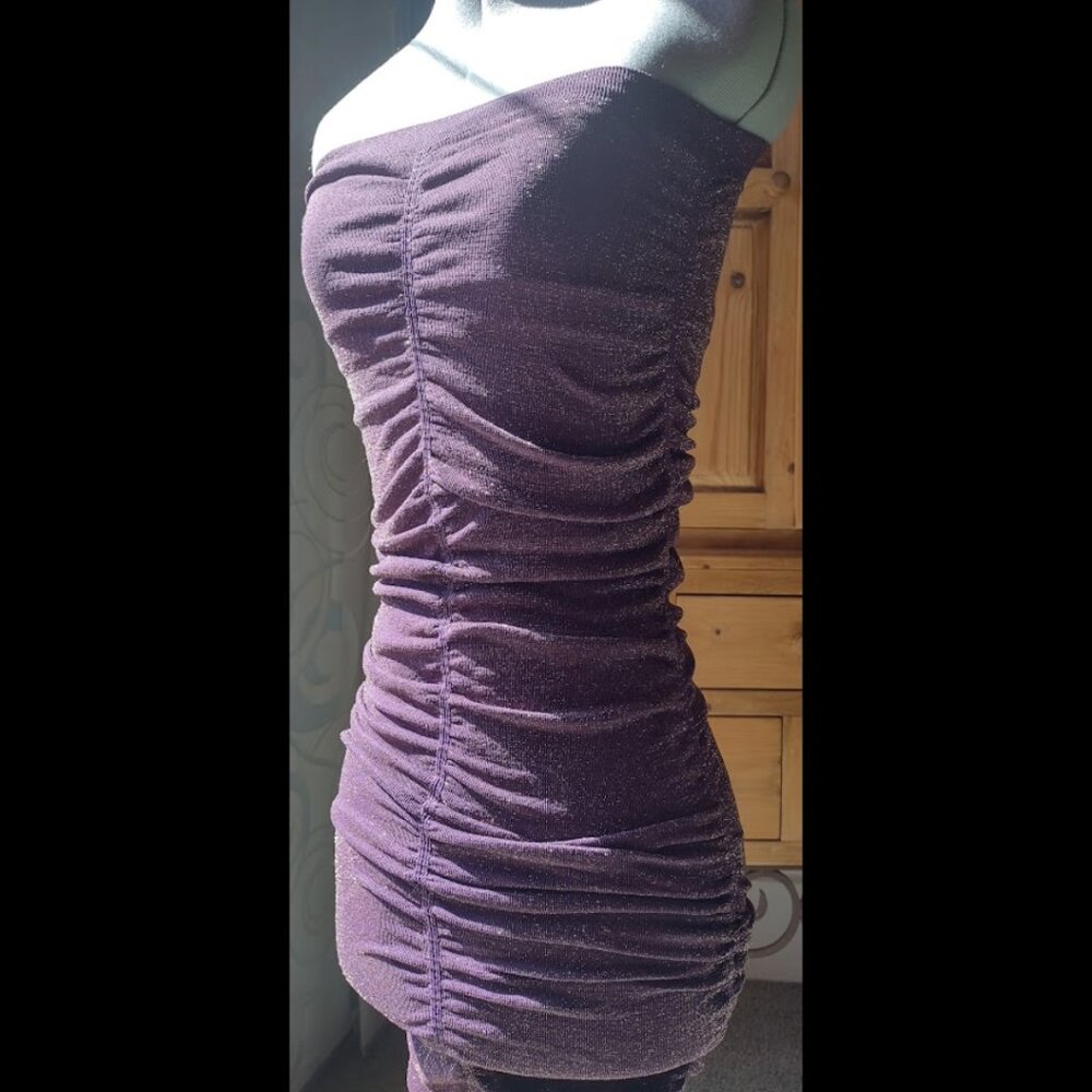 XS Free People Metallic Ruched Body Con Slip Dress - NWT